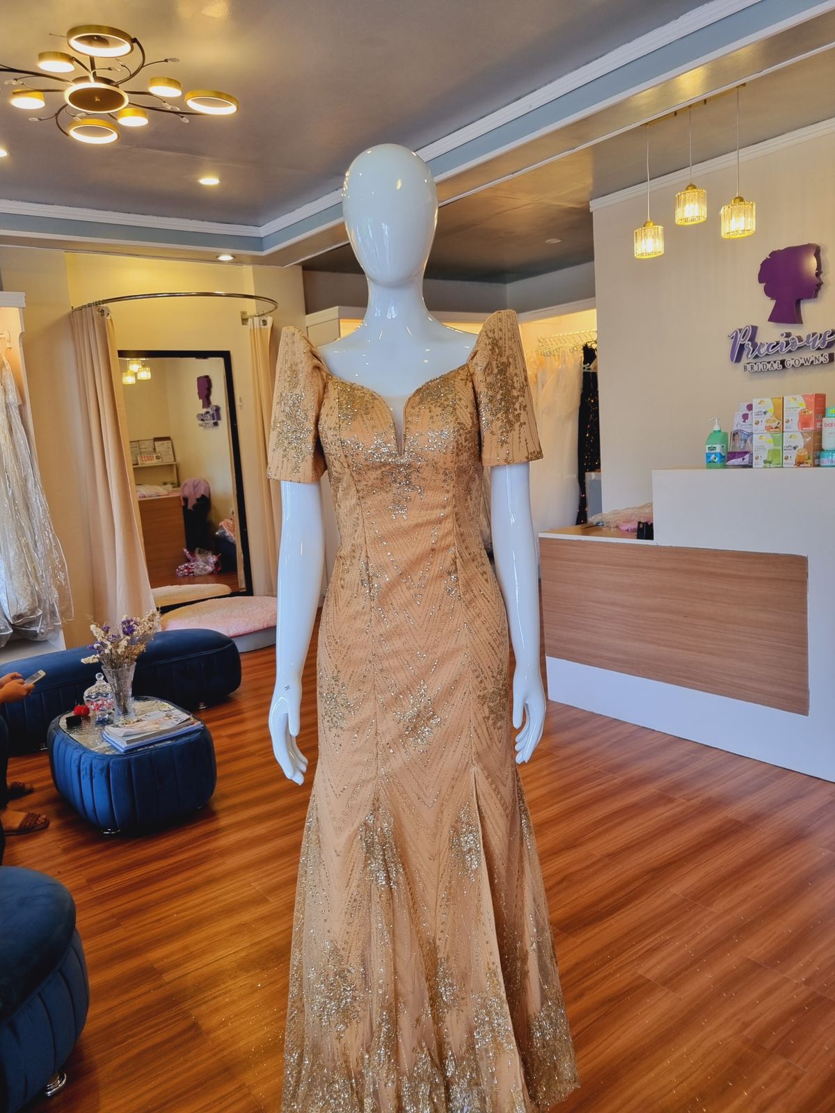 Modern Filipiniana gown with intricate embroidery